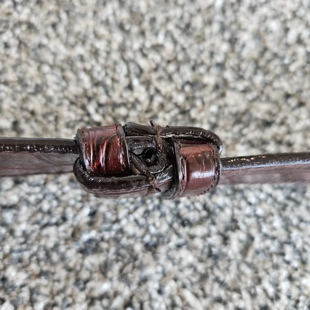 Perry Ellis Dark Brown Croc-Embossed Leather Belt with Silver O-Ring